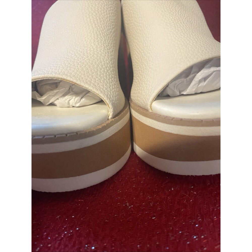 Mi.iM Jemma Chunky Heel Slip-on Square Toe Platform Sandals Camel size 6.5 NWB